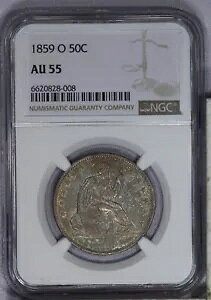 1859-O ���o�e�B �V�[�e�b�h �n�[�t �_���[ 50c NGC AU55 - �f�G�ȃI���W�i�� �R�C��!
