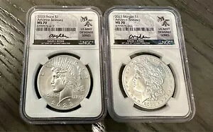 2023 - $1 ���[�K�� & �s�[�X�_���[ NGC MS70 �f�r�b�h J ���C�_�[ �T�C������ 2 �R�C�� �A�h�o���X �Z�b�g