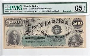 1873�N $500 �W�F���V�e�B�r�W�l�X�J���b�W�̍ŏ���NB �p�~���ꂽ���� PMG CU 65 EPQ