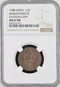 1788 �}�T�`���[�Z�b�c�A���n�n�[�t 1/2 �Z���g �G�o���\�� ���X�g���C�N (1945 �N��) NGC MS65 RB