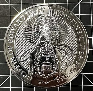 2018 クイーンズ ビースト 10 オンス シルバー コイン エドワード 3 世のグリフィン 0.9999 上質