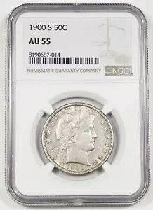 1900 S o[o[ 50 Zg n[t_[ Vo[ RC NGC AU55 I UNC ɂ