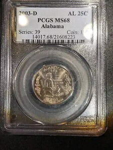 2003-d PCGS MS-68 �A���o�} ���V���g�� �X�e�[�g �N�H�[�^�[ ���ߏ��]������Ă��郍�[�|�b�v 32/0