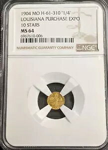 1904 NCWAiBGLX|S[hw | NGC MS64 | 1904 Mo H-61-310 1/4 10 