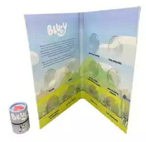 Bluey 10 �R�C���������ꂽ 1 �h���̃`���[�u & �����t�H���_�[ �Z�b�g + �J���[ �R�C���̃`�����X