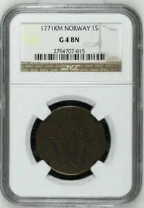 �m���E�F�[ ���A 1 SKILLING DANSKE 1771 NGC G4 BN ����