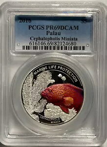 �p���I 2016 $5 �Z�t�@���t�H���X �~�j�A�[�^ 1 �I���X.999 �V���o�[ PCGS PR69DCAM