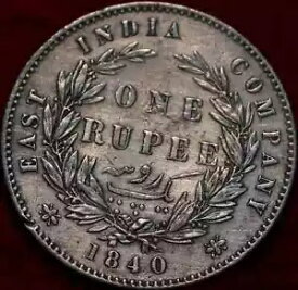 ???? 1840年 イギリス インド ビクトリア女王 1ルピー銀貨 外国硬貨