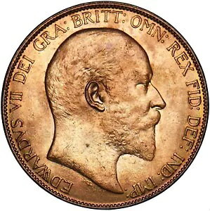 1907 ペニー - エドワード 7 世英国銅貨 - 素晴らしい