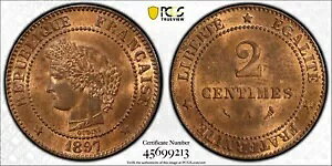 1897 A フランス 2 サンタイム ガッド 105 PCGS MS64 RB 非常に魅力的なコイン 4093