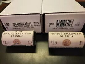 2024 P&D ネイティブ アメリカン ドル コイン ミント ロール セット UNC (インド市民権法)