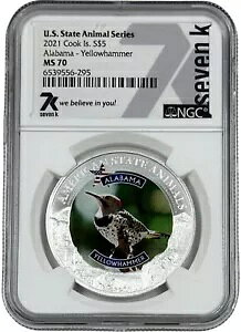2021 �N�b�N���� �V���o�[ �A���o�} �C�G���[�n���}�[ $5 �X�e�[�g �A�j�}�� NGC MS 70 7k ���^��