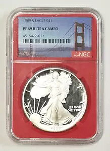 1989-S �A�����J�� �V���o�[ �C�[�O��| NGC PR 69 UCAM | .999 ASE 1�I���X |�v���[�t�A���b�h�Q�[�W