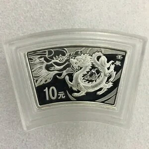 2012 中国 10 元銀貨 中国 2012 干支ドラゴン扇形銀貨 1 オンス