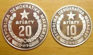 マダガスカル 1978 F.A.O 10,20 アリアリ銀貨、プルーフ