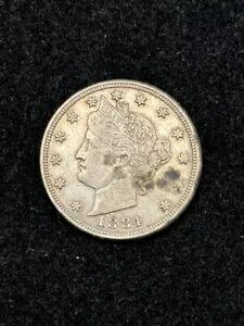 1884 リバティ "V" ニッケル -- 高グレードのキーデートコイン!