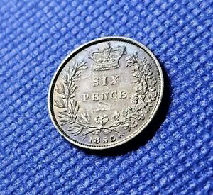 1855 年 6 ペンス - ビクトリア英国銀貨
