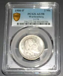 PCGS 1906F �������e���x���N 2MK 2 �c�[ �}�[�N 1906-F AU58 AU 58 �F��O���[�h �R�C��