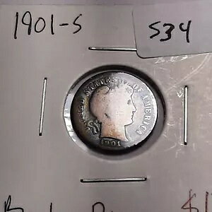 1901-S Barber Liberty Dime San Francisco KEY Date 90% �V���o�[ �R�C��