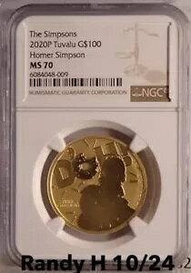 TOP POP 2020P NGC Graded MS 70 �c�o�� �z�[�}�[ �V���v�\�� �h�[! 1�I���X.9999 �S�[���h�R�C��