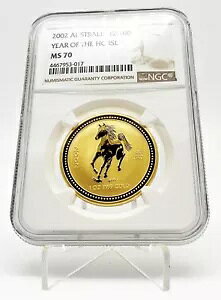 I[XgA 2002 100$ Year Of The HORSE Lunar V[Y 1 IX  NGC MS70