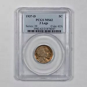 1937-D obt@[ jbP 5c 3 r - PCGS MS 62