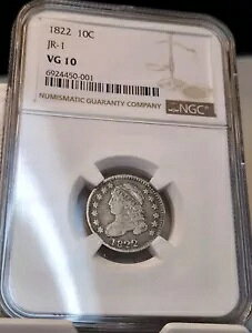 1822 �L���b�v�h �o�X�g �_�C�� 10c NGC VG 10 �L�[ �f�[�g JR-1 �f�G�ȃI���W�i�� �R�C��