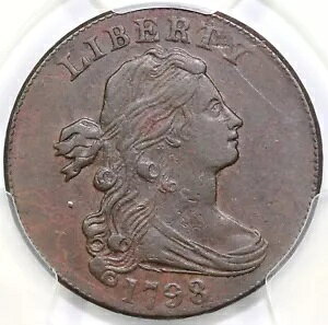 1798 1c S-186 2nd �w�A�X�^�C�� �h���[�v�o�X�g ���[�W�Z���g PCGS XF 45