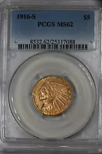 1916-S G5.00 PCGS MS 62 n[tC[O݁A5 h