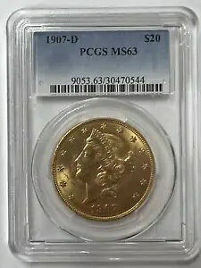 1907 D �_�u�� �C�[�O���X ���o�e�B �w�b�h 20 �h�� �S�[���h �R�C�� PCGS MS-63