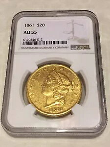 1861 $20 NGC AU55 oeB _u C[O S[h RC 傫Ȗ (PCGS Ȃ)