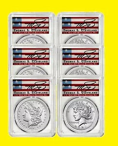 2021 MORGAN PEACE �h�� 6 �R�C���Z�b�g PCGS MS 70 ADVANCE CLEVELAND �T�C�� FLAG OGP