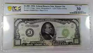 1934 h 1000 m[g PCGS VF30 Fr # 2211-J