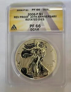 2006 P 25th Ann ���o�[�X �v���[�t $1 �V���o�[ �C�[�O�� ANACS PF66 DCAM ��]�_�C �G���[