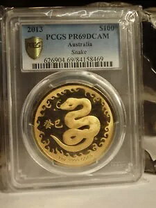 I[XgA 2013 $100 Year of The Snake Lunar V[Y 1 IX  .9999 PCGS CER