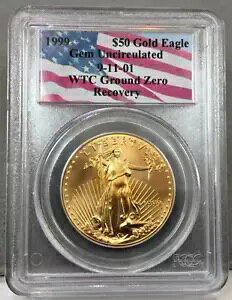 1999 $50 AJ S[h C[O WTC OEh [ Jo[ 911 ~PCGS GEM UNC 1oz S[h