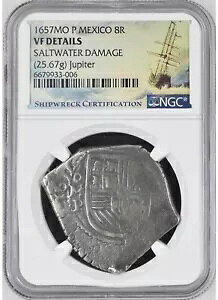 JUPITER SHIPWRECK 8 REALES LVR t 1657 NGC VF ڍ Shipwreckcoins