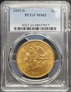 1892 S $20 oeB S[h _u C[O MS 63 PCGSAf炵ƕ\ʁI