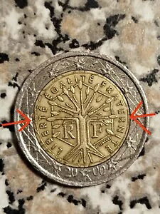 Moneta 2 [ Francja 2000 Liberte Egalite Fraternite B??dny nadruk zdecentraliz