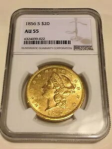 1856-S AU55 NGC リバティ ダブル イーグル $20 ゴールド コイン PQ グレート アピール (PCGS なし)