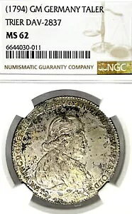 �h�C�c���� TRIER 1794 �^�[���[ �R�C�� Thaler NGC MS 62 VZ/F.STG ���A UNC �U�N�Z��