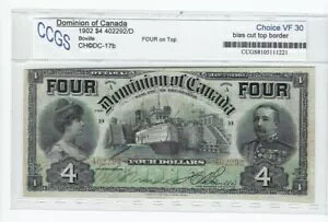 1902 DOC DC-17b $4 "FOUR" ƉE SN# 402292-D CCGS VF-30