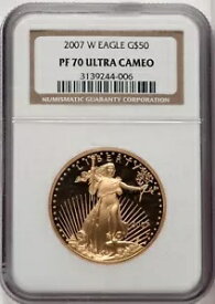 2007-W アメリカン ゴールド イーグル プルーフ 1 オンス $50 - NGC PF 70 ウルトラ カメオ