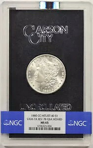 1880-CC VAM-7A Rev 78 �q�b�g���X�g-40 ���[�K�� $1 MS 65 NGC GSA �z�[�h �{�b�N�X COA �|�b�v 20/11