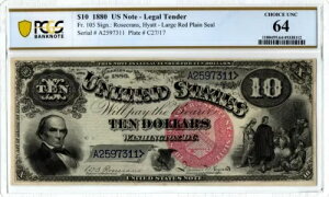 1880 US $10 �@��ʉ� PCGS 64 Fr. 105 ���[�Y�N�����Y�A�n�C�A�b�g ���[�W ���b�h �v���[�� �V�[��