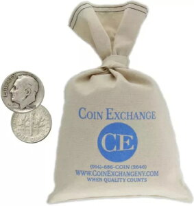 1000 枚入り袋 $100 額面 90% ルーズベルト ダイム銀貨 流通完全日付