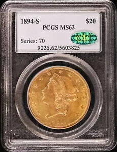 1894 S $20 S[h oeB wbh _u C[O PCGS MS 62 CAC (BU  UNC)