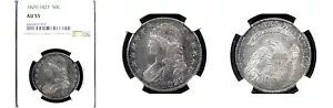 1829/7 50C AU55 NGC-SCARCE-PQ-POP 17 �L���b�v�t���o�X�g�n�[�t ---