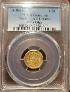 1842 �` 1850 �N Bechtle $1 Gold Dollar 27.G 21.C AU �ڍ� PCGS tooled �f�G�ł�!