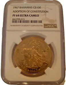 �o�n�} 1967 �S�[���h $100 NGC PF64UC �V���@�̑� �R�����o�X
